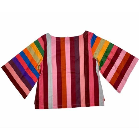 NWT Anthropologie Striped Rainbow Crop Top - Picture 8 of 11